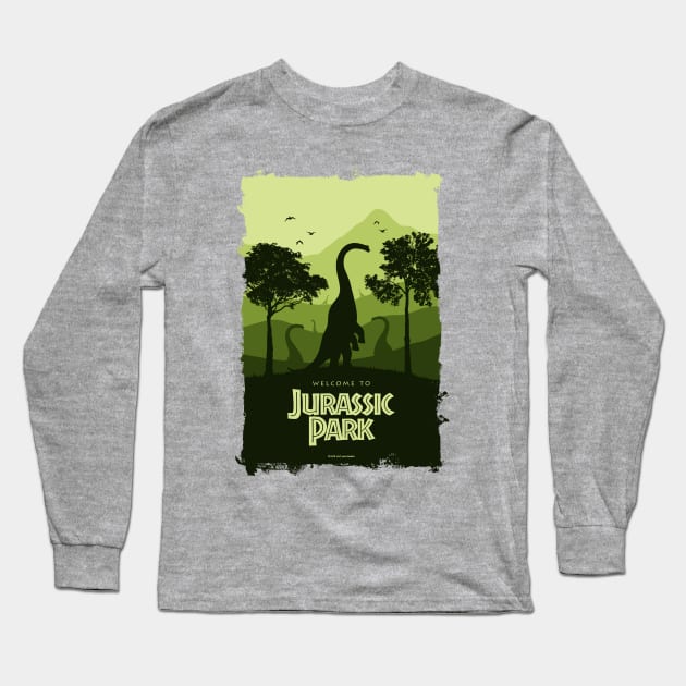 Welcome To Jurassic Park Long Sleeve T-Shirt by avperth